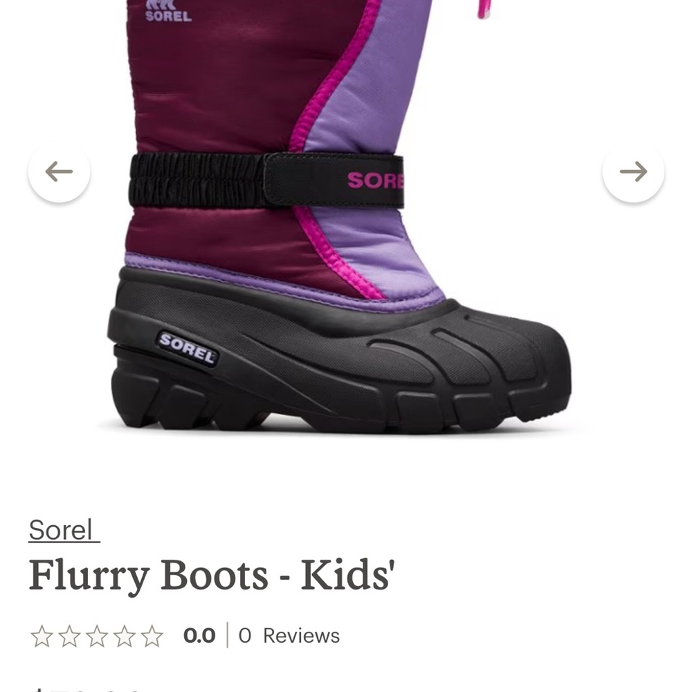 kids' Sorel Flurry boots size 1 purple
